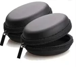 Tech Gear Earphone Headphone Case Pouch Cover Carrying Case for Earphones, Headset, Pen Drives, SD Cards, All Mobile Accessories (Black) (Pack of 2)