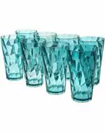 Finner Unbreakable Blue Plastic Glass Set 300 ml (Pack of 8)