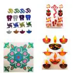 SMALLNEEDS Glitter Rangoli Design Diwali Decortion items for Home, Office, Shop