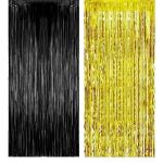 Festiko Black Golden Foil Curtain Pack Of 2 For Birthday, Anniversary, Marriage, Bachelorette, Halloween Decoration, Party Supplies, Party Decoration