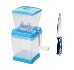BLUE WONDER Vegetables Plastic Onion Chopper With Kitchen Vegetables Cutting Heavy Knife and (Multicolour, Pack of 2)