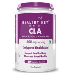 HealthyHey Nutrition CLA -Conjugated Linoleic Acid - Helps Fat Oxidation 60 Veg. Capsules