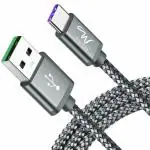 Wayona Nylon Braided Dash Charging Cable (5V/4A) and Data Sync Fast Charge Type C Cable for OnePlus 7, 6T,6,5,5T, 3T, 3 (Nylon Dash 3 FT, Grey)