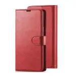 ClickCase Vintage Series For Samsung Galaxy S22 Ultra 5G Cherry Red Faux Leather Mobile Wallet Flip Cover