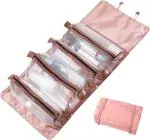 Handcuffs Toiletry Bag Travel Cosmetic Bags Portable Hanging Makeup Organiser (Light Pink)