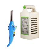 First Front Dolphine Shape Electric Gas Lighter With Plastic 4 in 1 Grater and Multicolour, Pack of 2