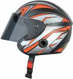 VirgoNo1 Half Black and Orange Motorbike Helmet - M