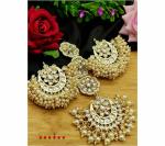 Gyaan Jewels Handmade Gold Plated Brass Earring and Maang Tikka Set Gold (Women, Girls) Free Size