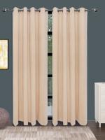 Shining Wing Solid Velvet Sky Blackout Curtain For Window, 5 Feet | With Stainless Steel Eyelet | Grommet Pattern | Room Darkening & Thermally Insulated | - 2 Panel (Set of 2)- Cream