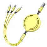MMAK Multi Retractable 3.0A Fast Charger Cord, Charging Cable 4Ft 3-in-1 USB Charge Cord (Yellow)