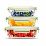 Jay Gatrad Seller Airtight Lid Glass Food Storage Containers Transparent 410 ml, 680 ml, 1080 ml Pack of 3