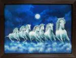 Elegance Vastu 7 Running Horses 5d Picture Photo Frame - 13.5 X 17.5 Inch