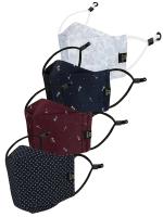 CENWELL Reusable, Washable Designer Fabric Cotton 3D Printed 6 Layer Face Mask with Adjustable Earloop, Ear Saver Strap, Melt Blown and Without Valve Filter for Men & Women (Pack of 4)