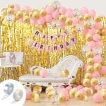 Party Midlinkerz Girls Happy Birthday Rubber Balloon Banner Curtains Decorations Kit (93Pcs)