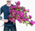 Satyam Kraft 3 Pcs Artificial Bougainvillea Glabra Fake Plant Flowers for Home, Room, Office, Bedroom, Balcony, Living Room, Table Decoration, Plants and Craft Items Corner (Without Vase Pot) (Purple)
