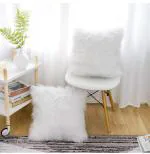 Generic White Fur Cushion Cover (24x24 inch) (Pack of 2)