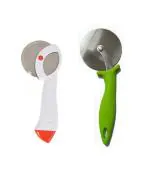 FIRST FRONT Stainless Steel Apex Pizza Cutter With Stainless Steel New Pizza Cutter and (Multicolour, Pack of 2)