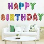 FANEX Solid Happy Birthday Balloon 13 Foil Alphabets Letters Name and Air Helium Letter Balloon