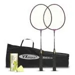 Vector X VXB 10 Badminton Racquet Set Aluminium Head and Steel Shaft with Full Cover and 3 Pcs Shuttles (Maroon)