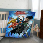 Dc Comic Cartoon Printed Ac Baby Blanket 1 Pc(100cm X 140 cm) Unisex Babies Upto 8 Years - Justice League