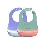 BabySafeHouse Waterproof Silicon Bib/Apron for Feeding Infants and Toddlers (6 Months to 5 Years) Multicolor, Pack of 2