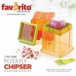 Faverito Classic Transparent Potato Chips Maker 2 Blade French Fries Cutters Multicolor