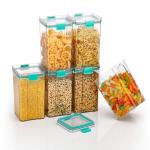 IMPOTECH Multicolor Plastic Airtight Square Unbreakable Classic kitket Storage Container Set 1500 ml - Pack Of 6