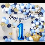 SV Traders 1st Birthday Boy Decoration/Blue Theme Birthday Decoration Combo Kit Set Of 83 Pcs-