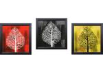 saf Set Of 3 Textured Print With Uv Canvas 9 inch x 9 inch Painting (With Frame, Pack of 3)