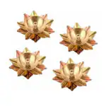 pujaNpujari Lotus Shape Kamal Patti Akhand Diya Jyothi Oil Deepam Brass for Puja and Diwali Set of 4 Brass (Pack of 4) Table Diya Set (Height: 1.3 inch)