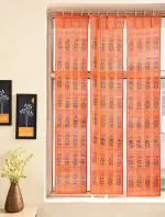SILPAKARMAN_Handcrafted 3 Panel Bamboo Curtains, Orange (5.6 feet x 3.5 feet)