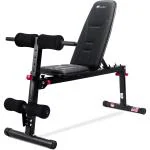 PowerMax Fitness BM-100A Adjustable Multi-functional Bench Press for Home and Gym Max User Weight 130kg with 5 Level Back Rest Incline Secured Adjustments and 8 Level Handlebar Height Adjustment