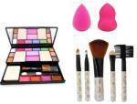 Lenon 6155 Makeup kit + 5 Pcs Makeup Brush + 2 Pc Blender Puff Combo (4 Items in the set)