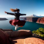 Love Creation 12x18 Size poster print for creative wall art- woment-jumping-from-sky-with-rose-on-her-hand-38c6506e-fcb8-4be5-b144-397564d7b43e-1(Non Sticker)