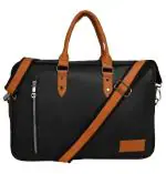 Bacda Black PU Leather 2 Compartment Messenger Laptop Bag 11 inch x 2.5 inch