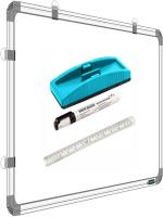 SHELFKING Non Magnetic 2X3 Feet Double Sided White Board and Chalk Board one Side White Marker and Reverse Side Chalk Board Surface, Duster, Marker with 30 cm Ruler- Combo Pack of 4 White, Green board (90 cm x 60 cm)