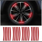 CARIZO 3D VIEW Reflective Wheel Tire Rims Stripes Stickers (Pack of 20, Red) Decals Exterior Accessories Compatible with Skoda Fabia (Type-II) 2011-2014