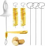 SEREBRUM Potato Twister Machine with 4 Stainless Steel Sticks Set - Manual Potato cutter slicer