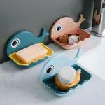 SHALVI ABS Plastic Fish Shape Self Adhesive Modern Soap Dish Holder(pack of 3)