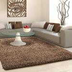 Hitex Carpet Microfibre Coffee Shaggy Carpet Plain Fur Rugs - 6 X 8