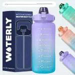 WOTERLY Time Marked Motivational Water Bottle, Tracker and Reminder Sports Bottle, 2 Lt Unbreakable Leakproof BPA Free For Gym Office Traveling (Purple)