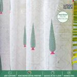 Urban Space Printed Sheer Linen Curtains for Window, Light Filtering Linen Textured Curtains with Eyelets and TieBack for Bedroom, Set of 2 Curtains, (Window - 5 ft x 4 ft, Pinewood)