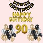 Festiko Happy Birthday Combo For Birthday Decoration And Celebration, Milestone Happy Birthday Decoration Combo, Gold (90th Birthday)