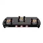 CROWN 3 Burner Gas Stove 2 Jumbo 1 Medium Brass Burners Toughened Glass Gas Stove