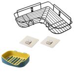 FreshDcart Black Stainless Steel Round Shape Wall Mount Soap Holder