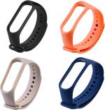 Microcart Silicone Black, Pink, Orange, Blue Smart Band Strap For Mi Band 4 Straps, Mi Band 3 Straps (Pack Of 4)