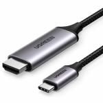 UGREEN 50570, USB-C To HDMI Male To Male Cable Alu Shell 4k@60Hz, 1.5m (Gray/Black)
