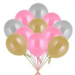 Party Midlinkerz Rubber Pink, Silver and Gold Metallic Birthday, Baby Shower Metallic Balloon Kit for Kids, Girls and Women (Pack of 51)