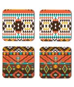 Whats Your Kick Pattern Design Peach And Brown Pattern Design Printed Set of 4 Coaster With Metal Stand