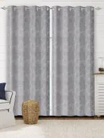 Saral Home Grey Cotton Blackout Set of 2 Door Curtains (4X7 Feet)